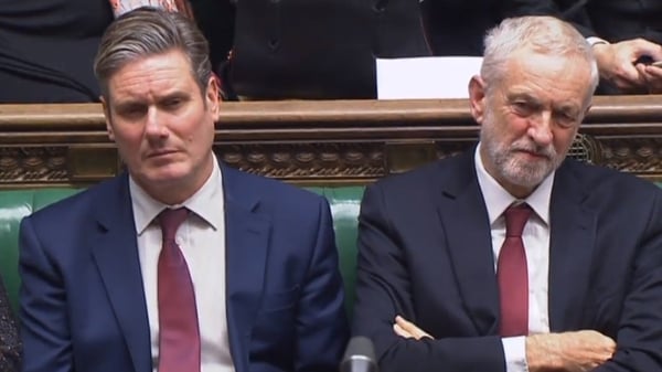 Labour shadow Brexit Secretary Kier Starmer (L) and party leader Jeremy Corbyn