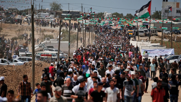 Palestinian demonstrators in Gaza