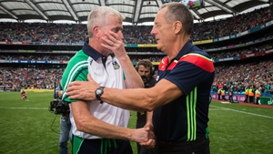 John Kiely's Limerick got the better of Cork managed by John Meyler (R) in the side's last Championship meeting in the All-Ireland semi-final