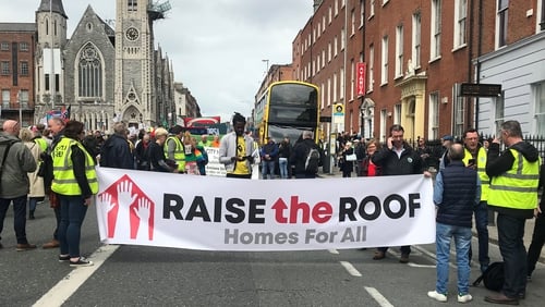 The protest heard calls for a legal right to housing