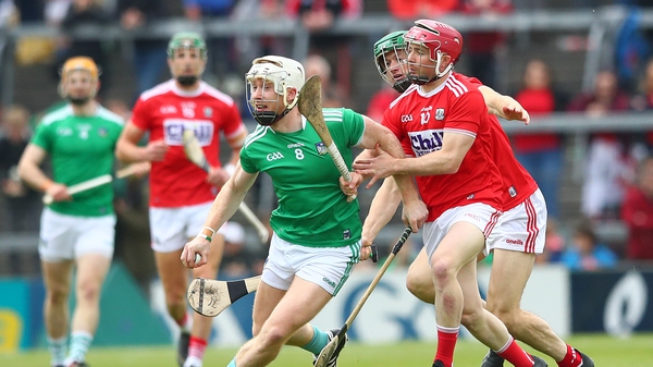 Limerick's Cian Lynch and Daniel Kearney have their eye on the ball at the Gaelic Grounds