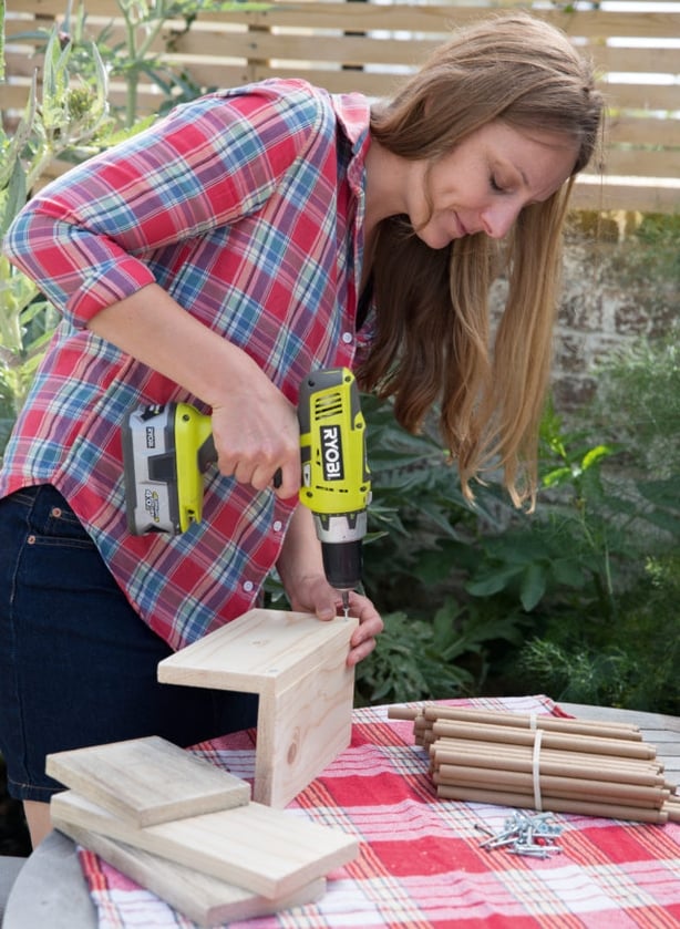 Drill holes to make a wooden box (Sarah Cuttle/PA)