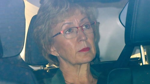 Andrea Leadsom leaving Westminster this evening