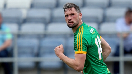 Meath's Mickey Newman celebrates his first-half goal against Carlow