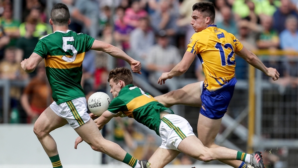Clare's Jamie Malone's shot is blocked by Gavin White of Kerry during last year's Munster semi-final