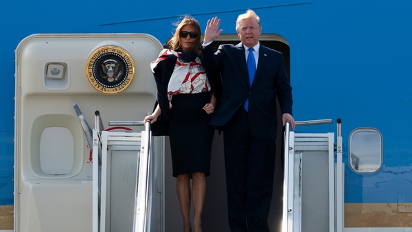 Melania and Donald Trump landed at Stansted Airport at the start of their three-day visit