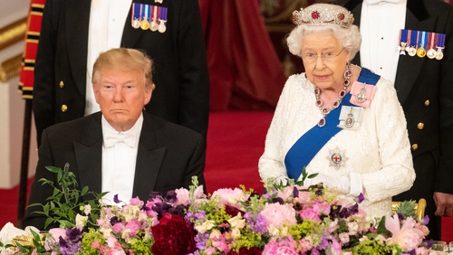 Donald Trump and Britain's Queen Elizabeth II pictured at Buckingham Palace on June 3