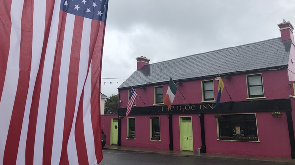 Star spangled banner and bunting are a fixture around the village of Doonbeg this week