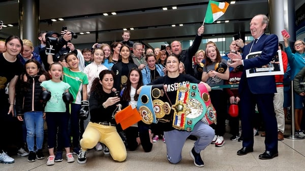 Katie Taylor at Dublin Airport today