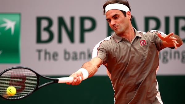 Roger Federer in action at the 2019 French Open