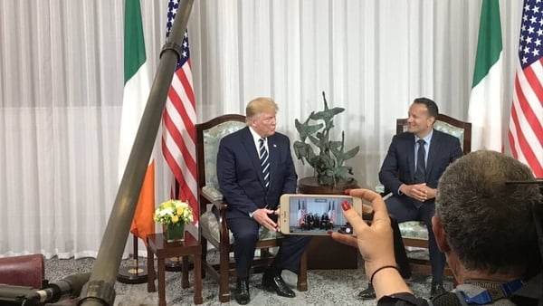 President Trump and Taoiseach Leo Varadkar at a press conference in Shannon airport