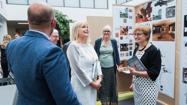 Minister of State for Higher Education Mary Mitchell O'Connor T.D. with Interior Architecture Lecturer, Rowan Watson and Head of Faculty of Eng & Design, Una Parsons.