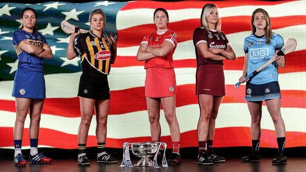 (L-R) Cait Devane of Tipperary, Grace Walsh of Kilkenny, Gemma O'Connor of Cork, Sarah Dervan of Galway and Aisling Maher of Dublin