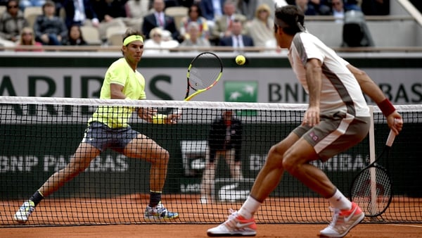 Rafael Nadal (L) has only ever lost two matches at Roland Garros