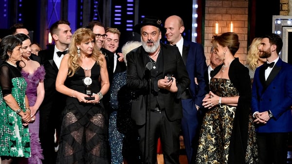 Jez Butterworth and the cast and crew of The Ferryman accept the award for Best Play at the Tony Awards 2019