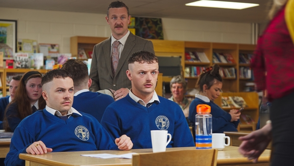 PJ Gallagher (centre) with Alex Murphy (left) and Chris Walley (right) in The Young Offenders