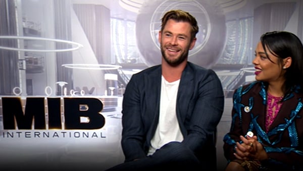 Chris Hemsworth with Men in Black: International co-star Tessa Thompson - 