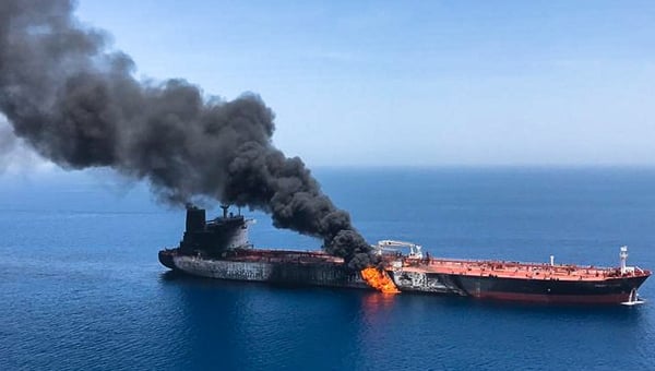 Two oil tankers in the Gulf of Oman were attacked yesterday