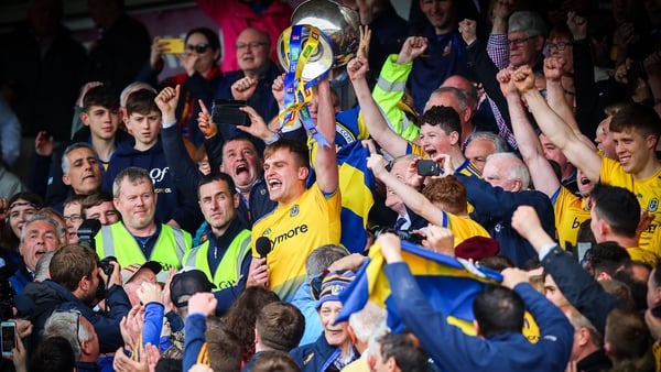 The Roscommon captain hoists the Nestor Cup