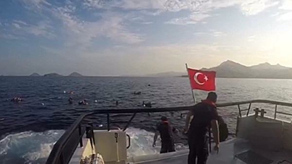 31 people were rescued after the boat went down on the stretch of water between Kos and Bodrum