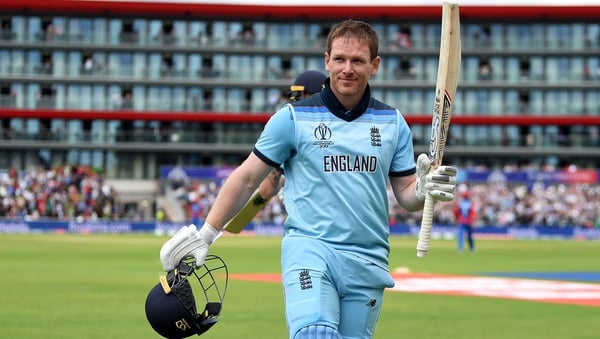 Eoin Morgan makes his way off following an outstanding innings