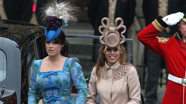 Princess Beatrice (right) in the now-iconic hat designed by Philip Treacy (Steve Parsons/PA)