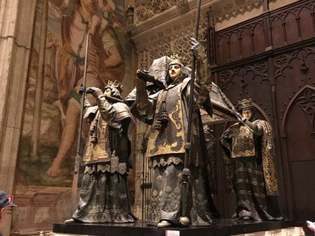 The tomb of Christopher Columbus in Seville Cathedral (Laura Paterson/PA)