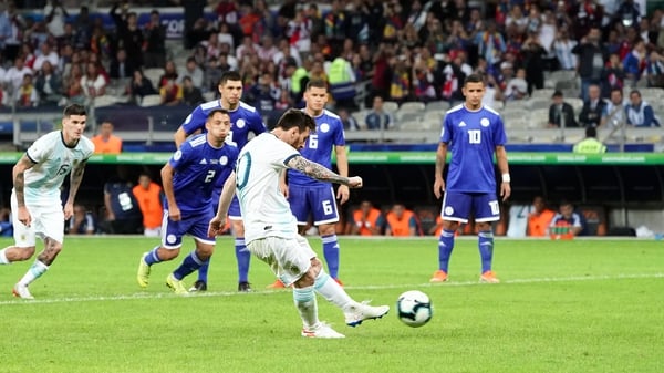 Lionel Messi scores from the penalty spot