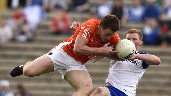 Armagh's Charlie Vernon and Monaghan's Paudie McKenna from the 2014 Ulster semi-final replay
