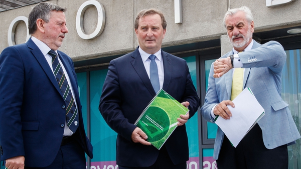 FAI President Donal Conway, Governance Review Group Chairperson Aidan Horan and Sport Ireland Chairperson Kieran Mulvey