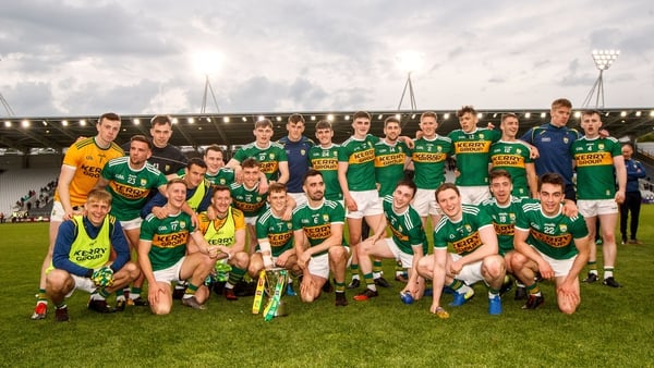 Kerry players celebrate their latest Munster triumph