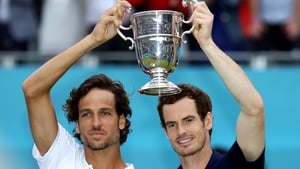 Andy Murray (R) and Feliciano Lopez celebrate victory