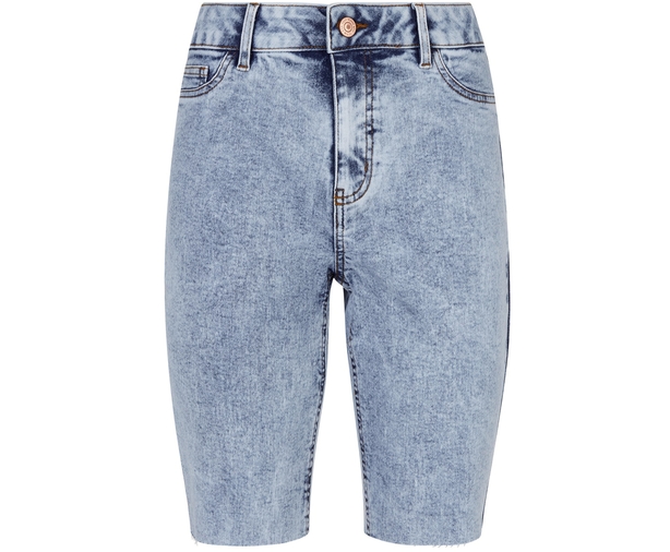 New Look Bright Blue Acid Wash Denim Knee Shorts