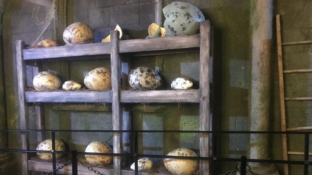 Dragon eggs on the verge of hatching are hidden by Hagrid in the cave-like ruins (Jemma Crew/PA)