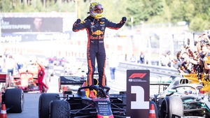 Max Verstappen celebrates his win