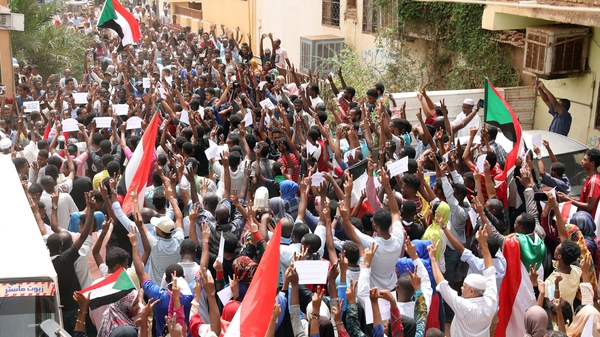 Protesters taking to the streets against the ruling military council in Khartoum