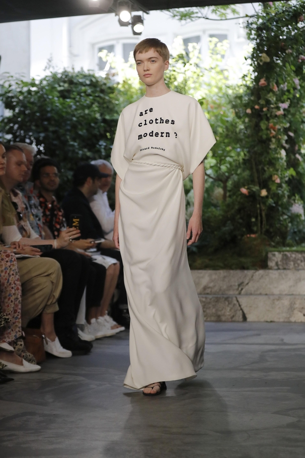 A model wears a creation for the Dior Haute Couture Fall-Winter 2020 fashion collection presented in Paris, Monday, July 1 2019.