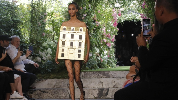 A model wears a creation for the Dior Haute Couture Fall-Winter 2020 fashion collection presented in Paris, Monday, July 1 2019.