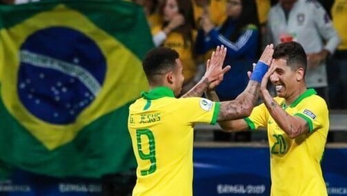 Gabriel Jesus and Roberto Firmino netted for Brazil