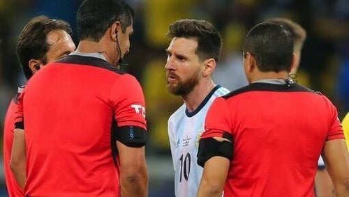 Lionel Messi was unhappy with many of the decisions against Brazil