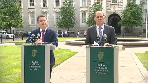 Paschal Donohoe (L) and Paul Kehoe held a news briefing this afternoon