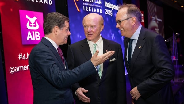 Finance Minister Paschal Donohoe, US Ambassador Edward Crawford and Mark Gantly, American Chamber of Commerce President