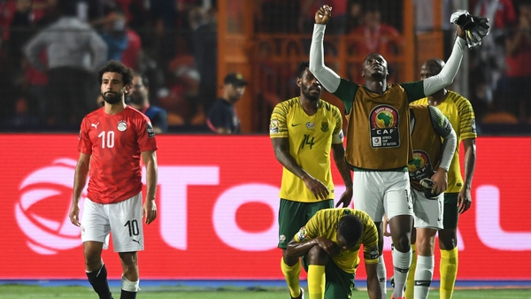 Mo Salah dejected at the full-time whistle after the defeat to South Africa