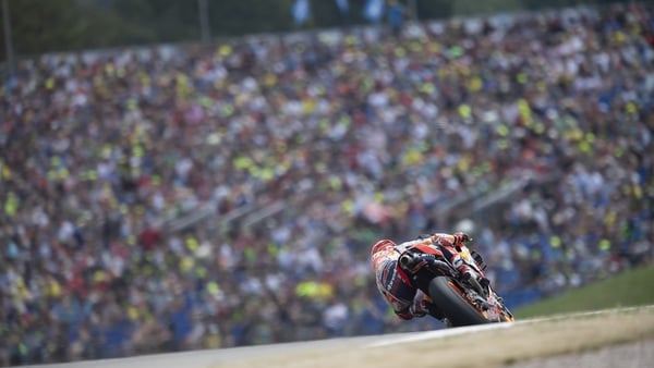 Marc Marquez en route to victory at the eastern Germany circuit