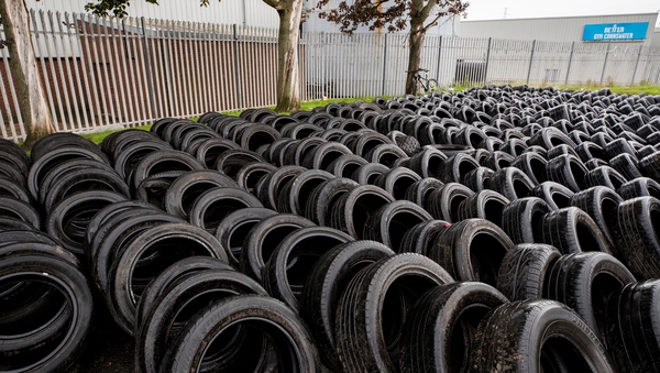 Tyres from the bonfire site in Lismore Street