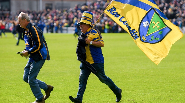Roscommon supporters on the pitch after their Connacht SFC final win against Galway