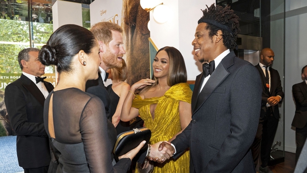 Meghan Markle, Prince Harry, Beyonce and Jay-Z meet at the premiere of The Lion King