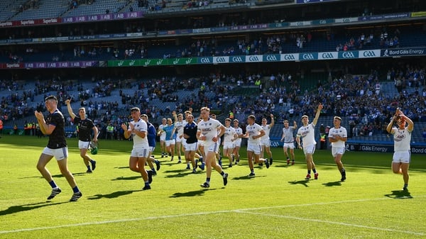 Laois players take in a lap of honour to salute their supporters following the All-Ireland quarter-final defeat to Tipperary