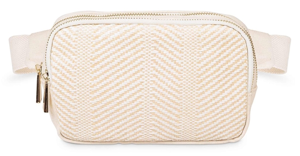 Oliver Bonas Textured Woven White Belt Bag