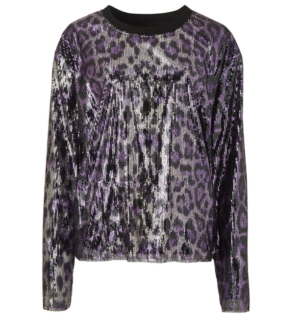 Simply Be Purple Animal Sequin Sport Rib Top